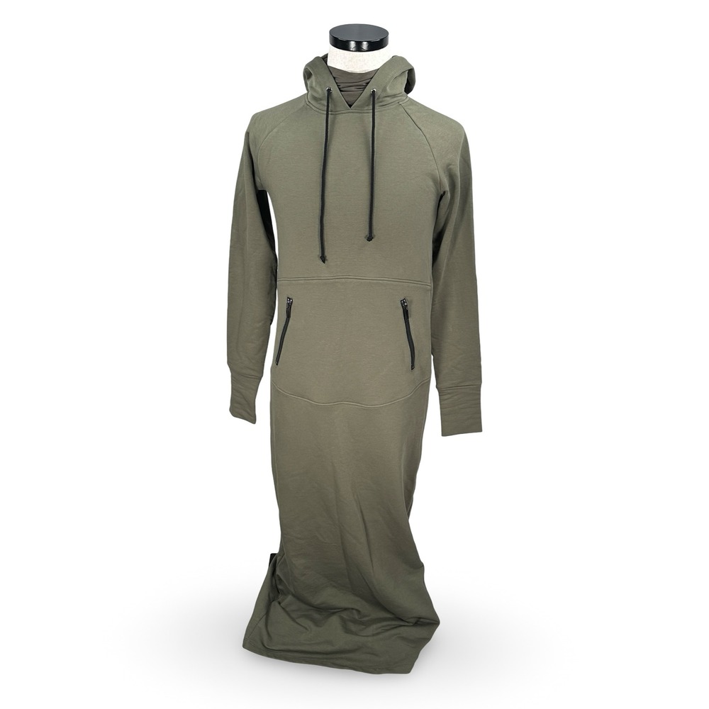 Marcella Elba Sweatshirt Dress Military Green XS Hooded Maxi MD1656-D-043-XS NEW